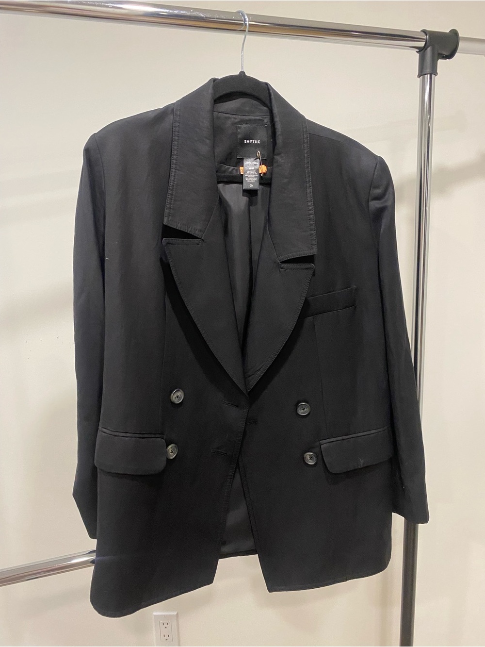 SATIN Black Double-Breasted Women's Blazer